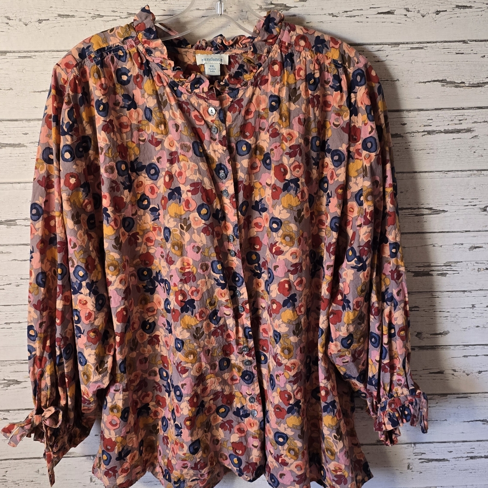 Sundance Pink and Blue Floral Blouse